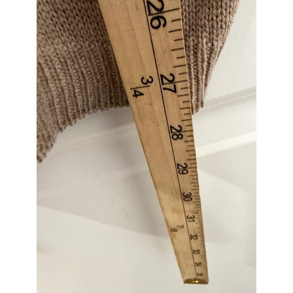 Made in Italy Womens V-Neck Sweater Chevron Pointelle Knit Taupe One Size - Picture 5 of 7